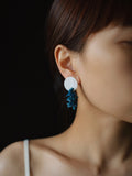 Blue Coral Shell Beaded Earrings,Lumivault.