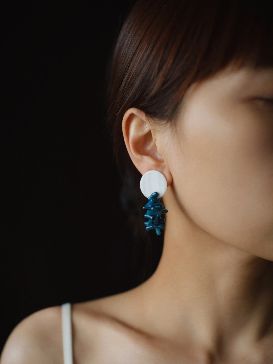 Blue Coral Shell Beaded Earrings,Lumivault.