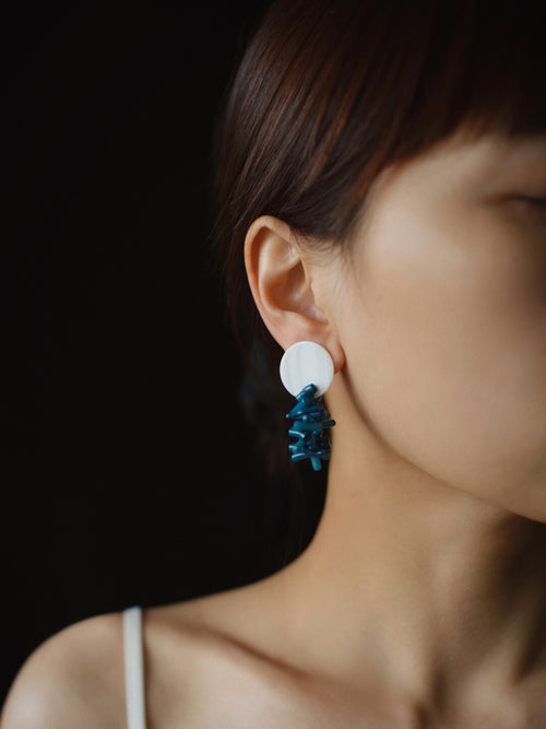 Blue Coral Shell Beaded Earrings,Lumivault.