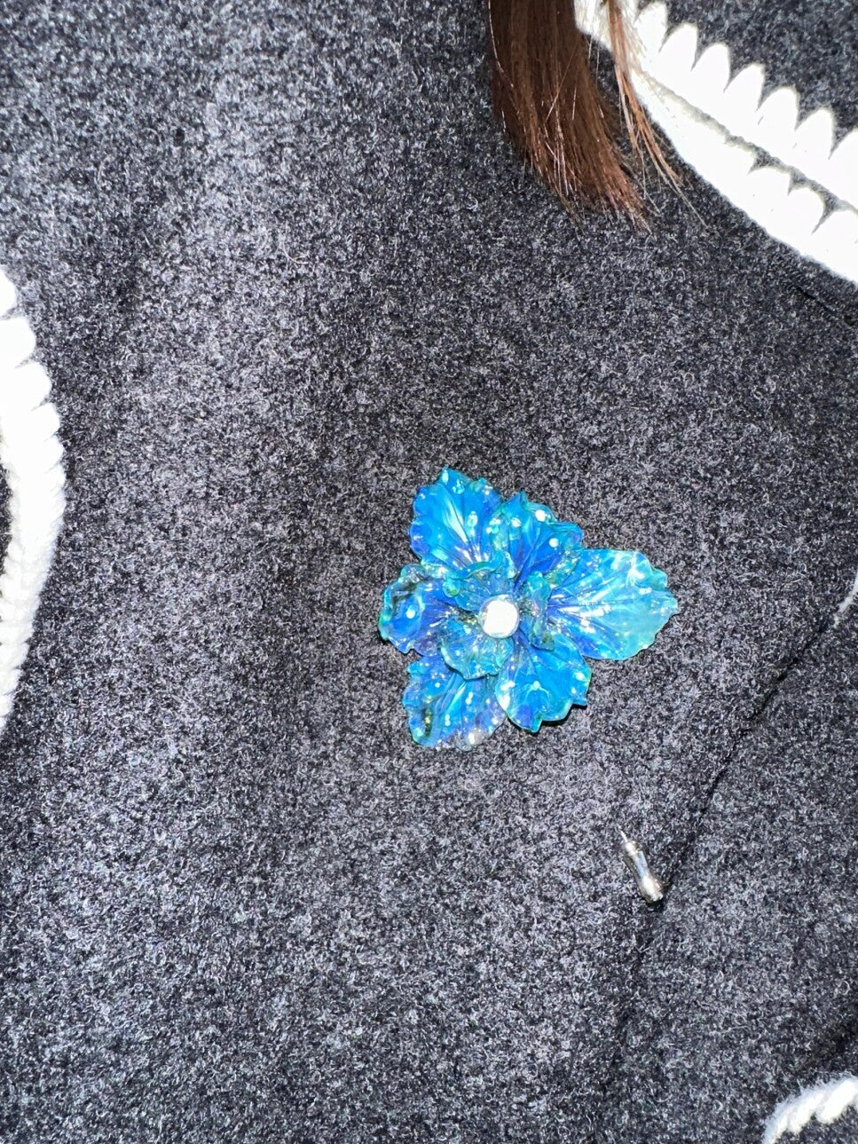 Blue Green Opal Flower Brooch,Lumivault.