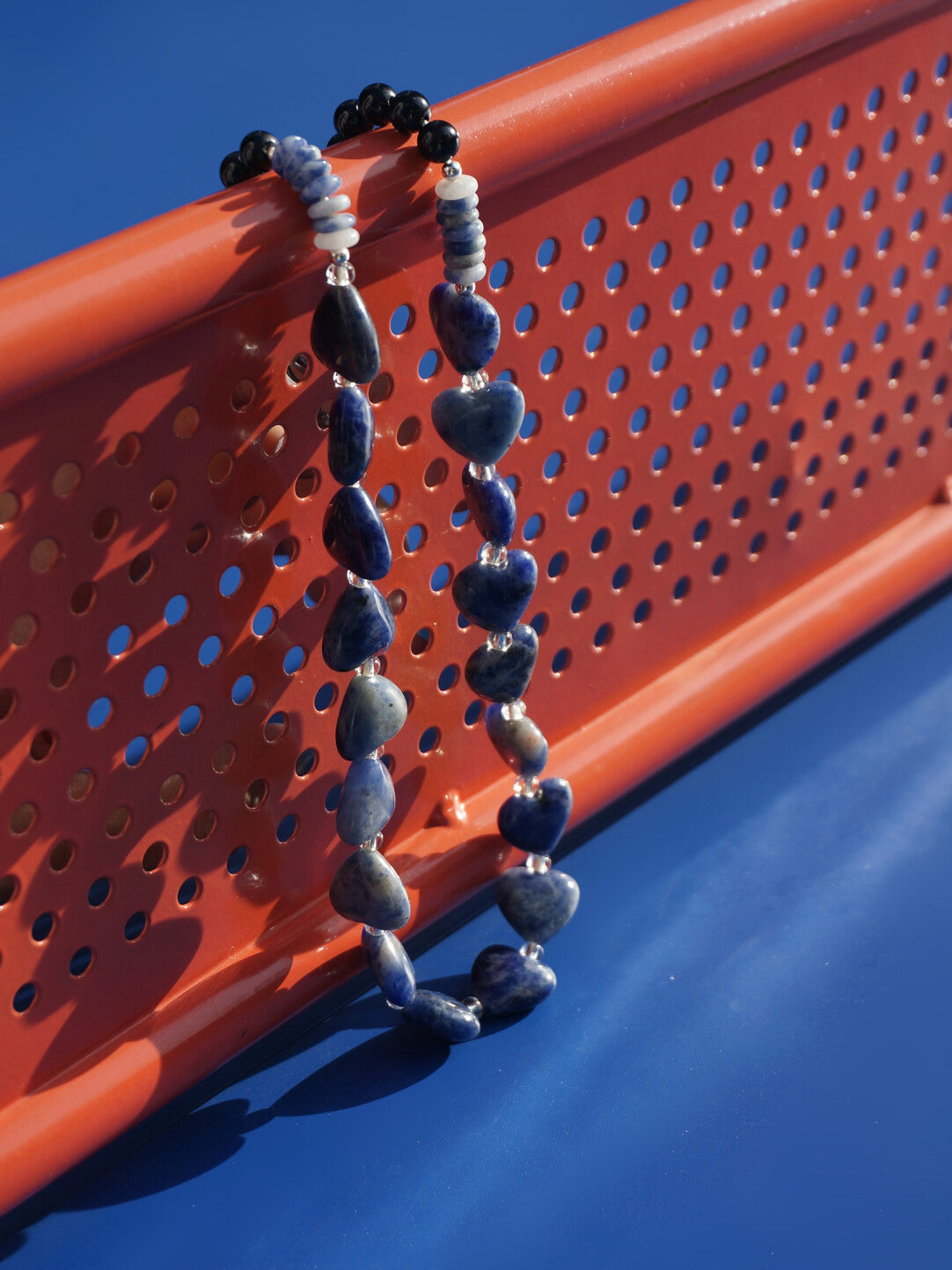 Blue Heart Stone Beaded Necklace,Lumivault.
