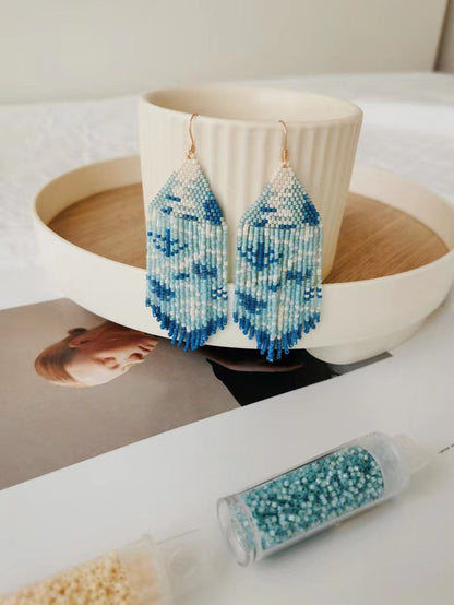 Blue MIYUKI Beaded Earrings