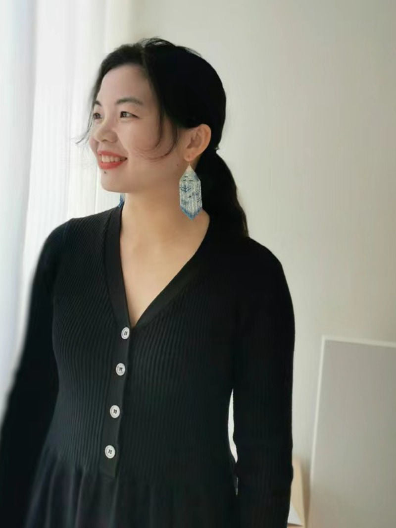 Blue MIYUKI Beaded Earrings,Lumivault.