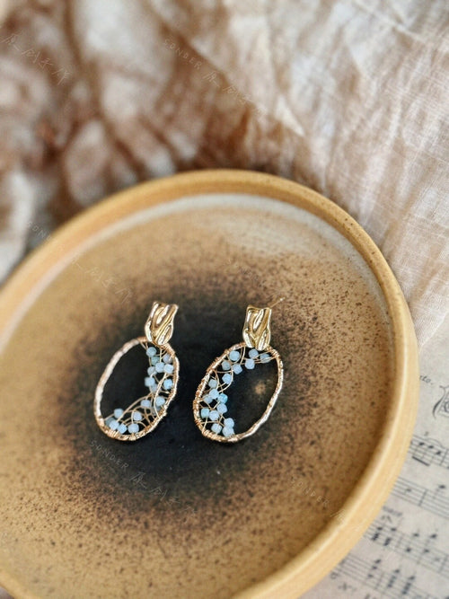 Blue Mountain Amber Amazonite Earrings,Lumivault.