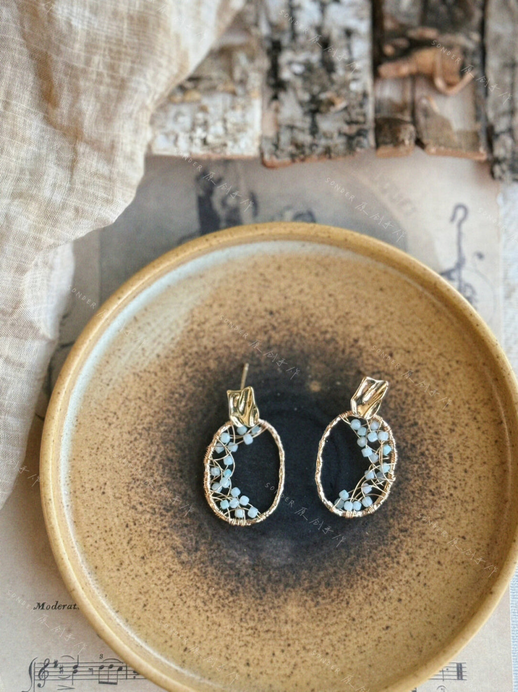 Blue Mountain Amber Amazonite Earrings,Lumivault.