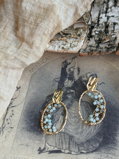 Blue Mountain Amber Amazonite Earrings