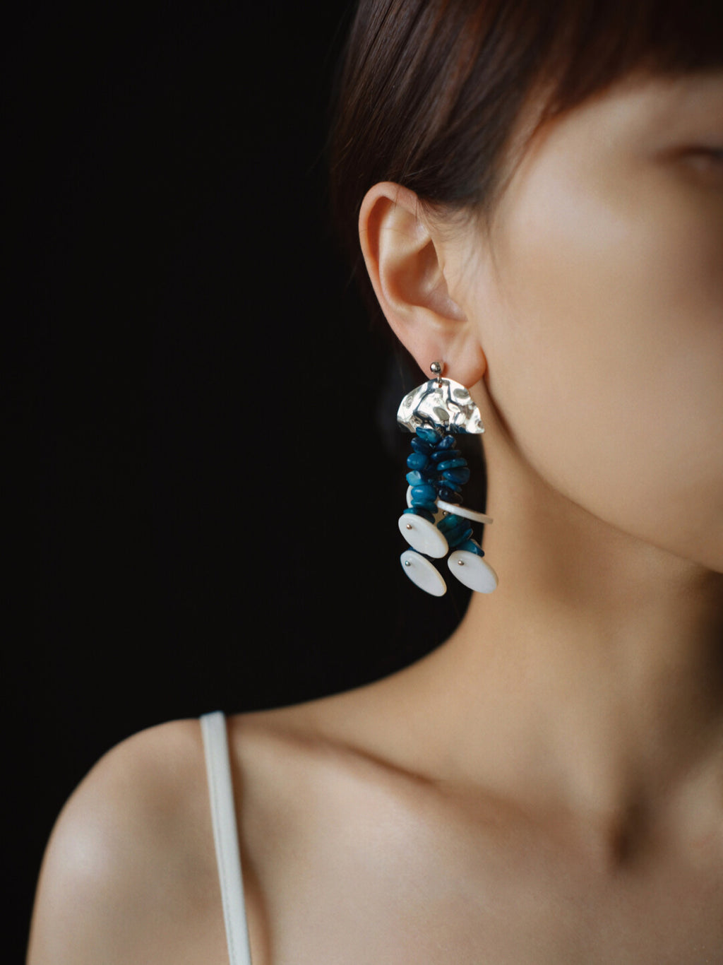 Blue Natural Coral Shell Earrings,Lumivault.