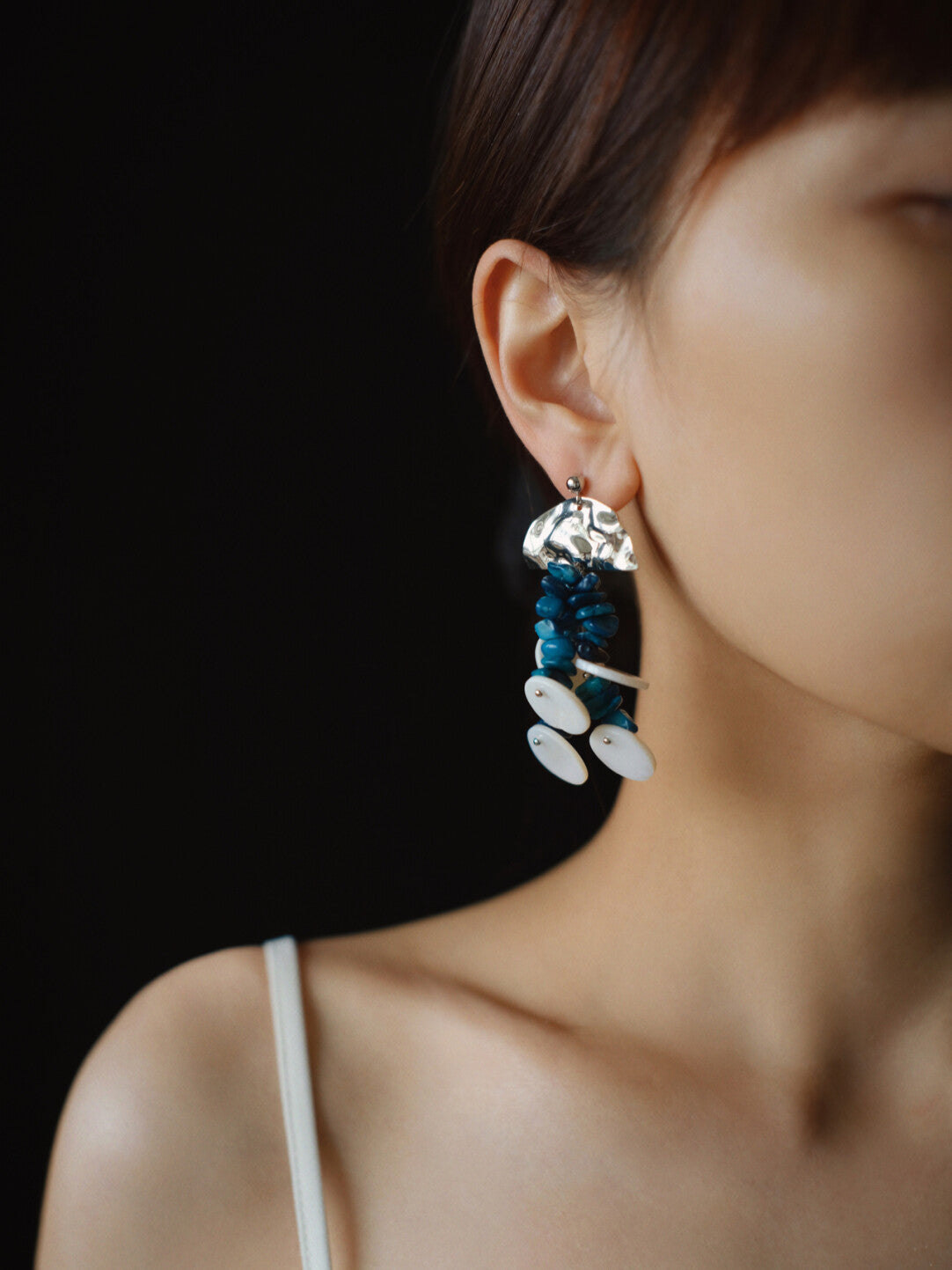 Blue Natural Coral Shell Earrings,Lumivault.