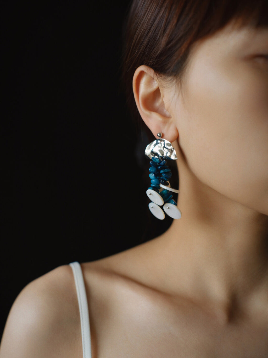 Blue Natural Coral Shell Earrings,Lumivault.