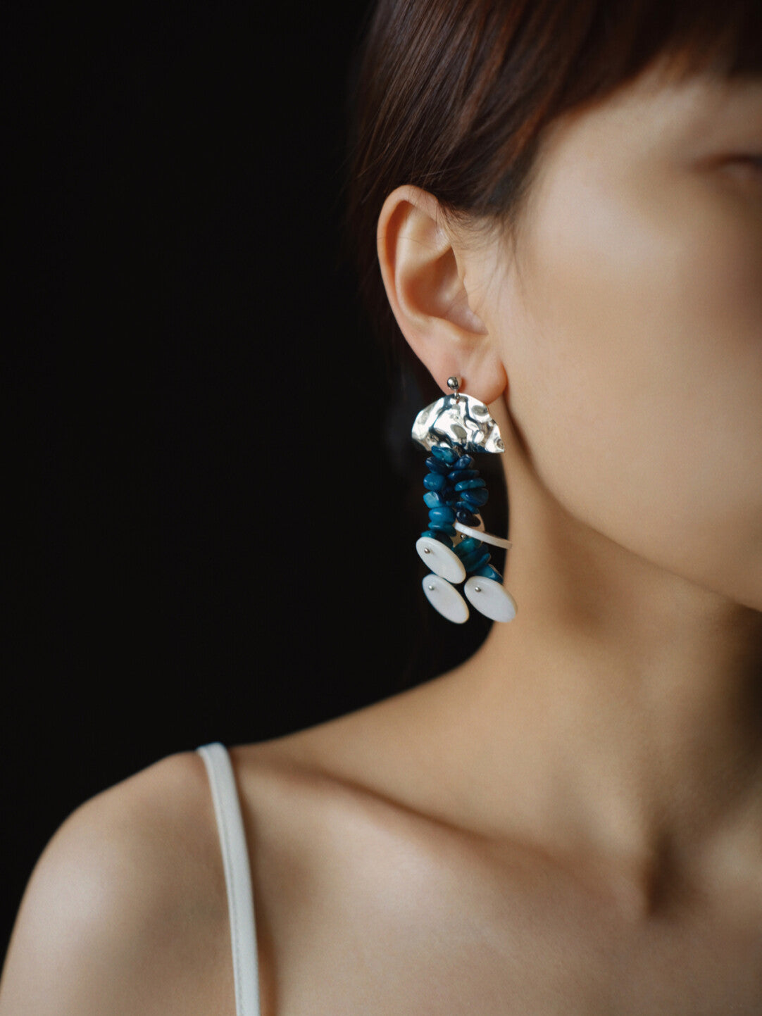 Blue Natural Coral Shell Earrings,Lumivault.
