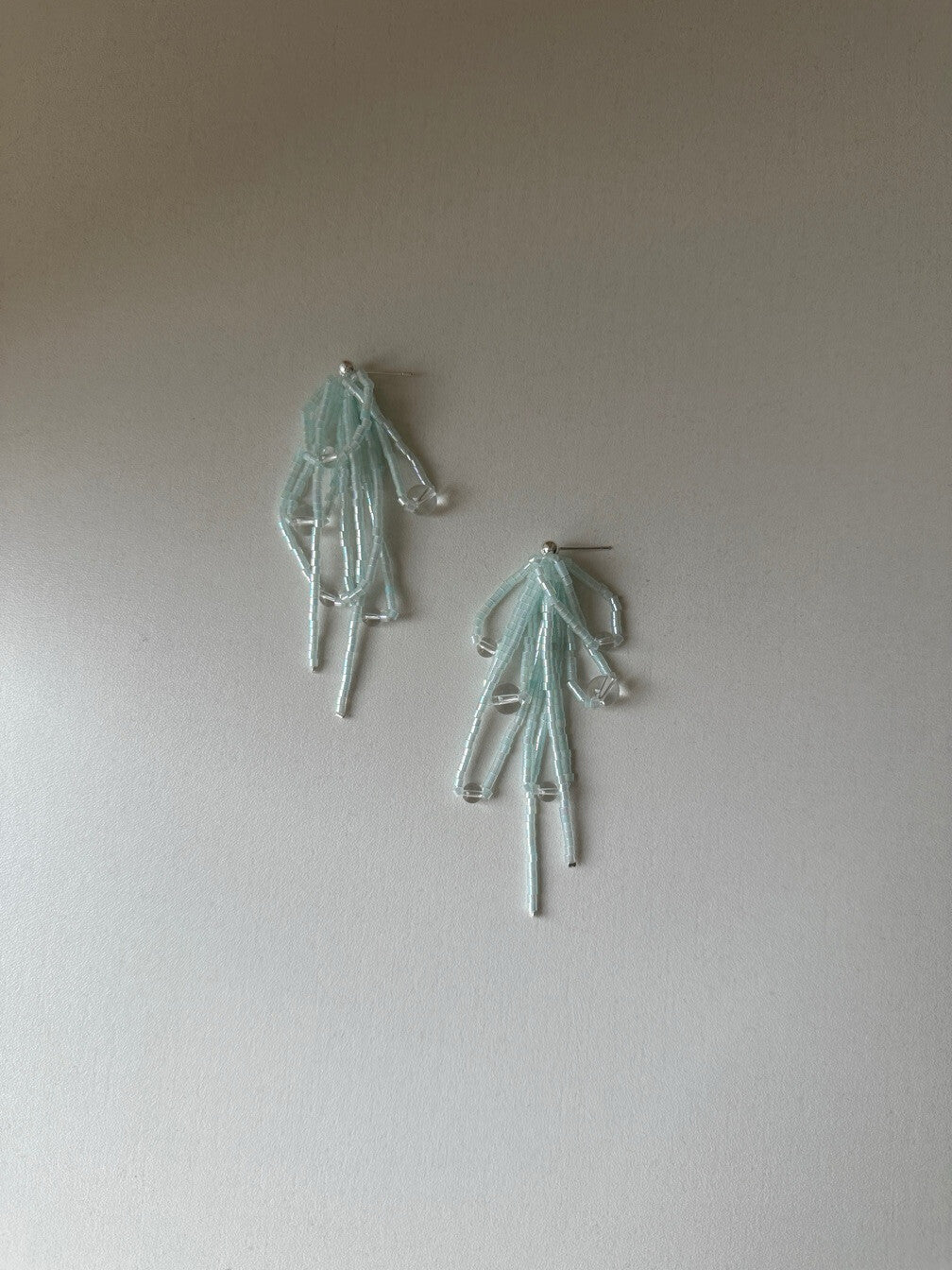 Blue Tassel Beaded Earrings,Studs,Lumivault.
