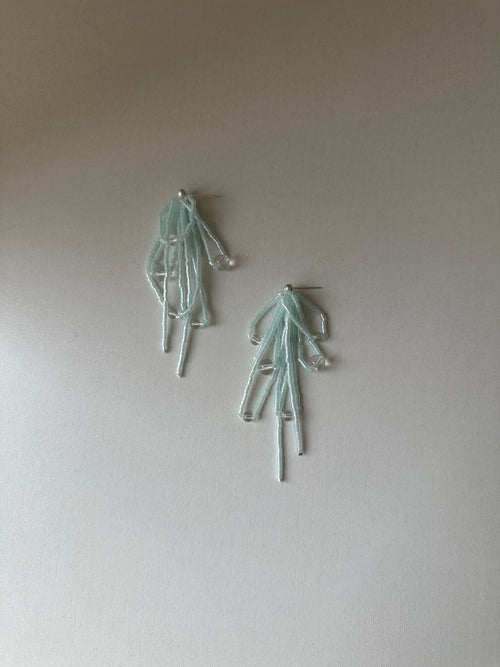 Blue Tassel Beaded Earrings,Studs,Lumivault.