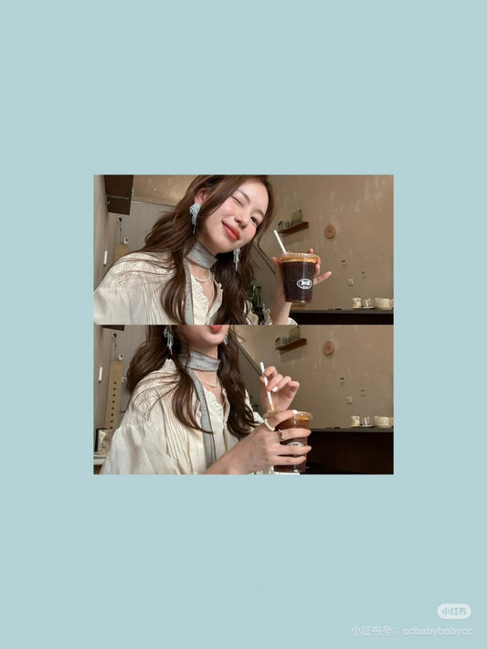 Blue Tassel Beaded Earrings