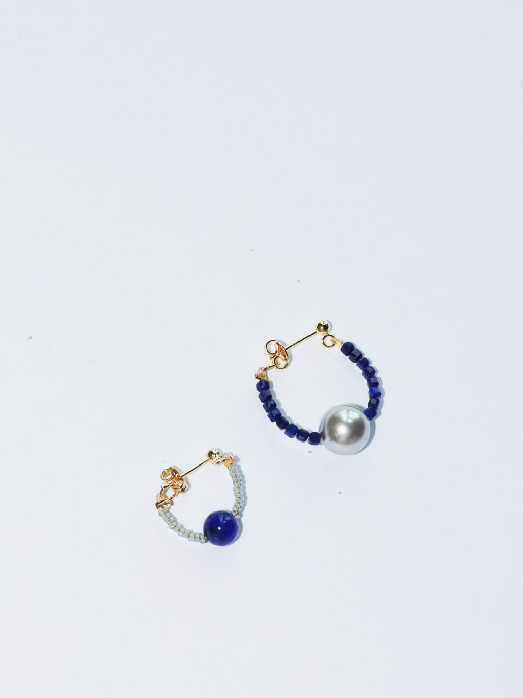 Blues Moment Asymmetric Earrings,Lumivault.