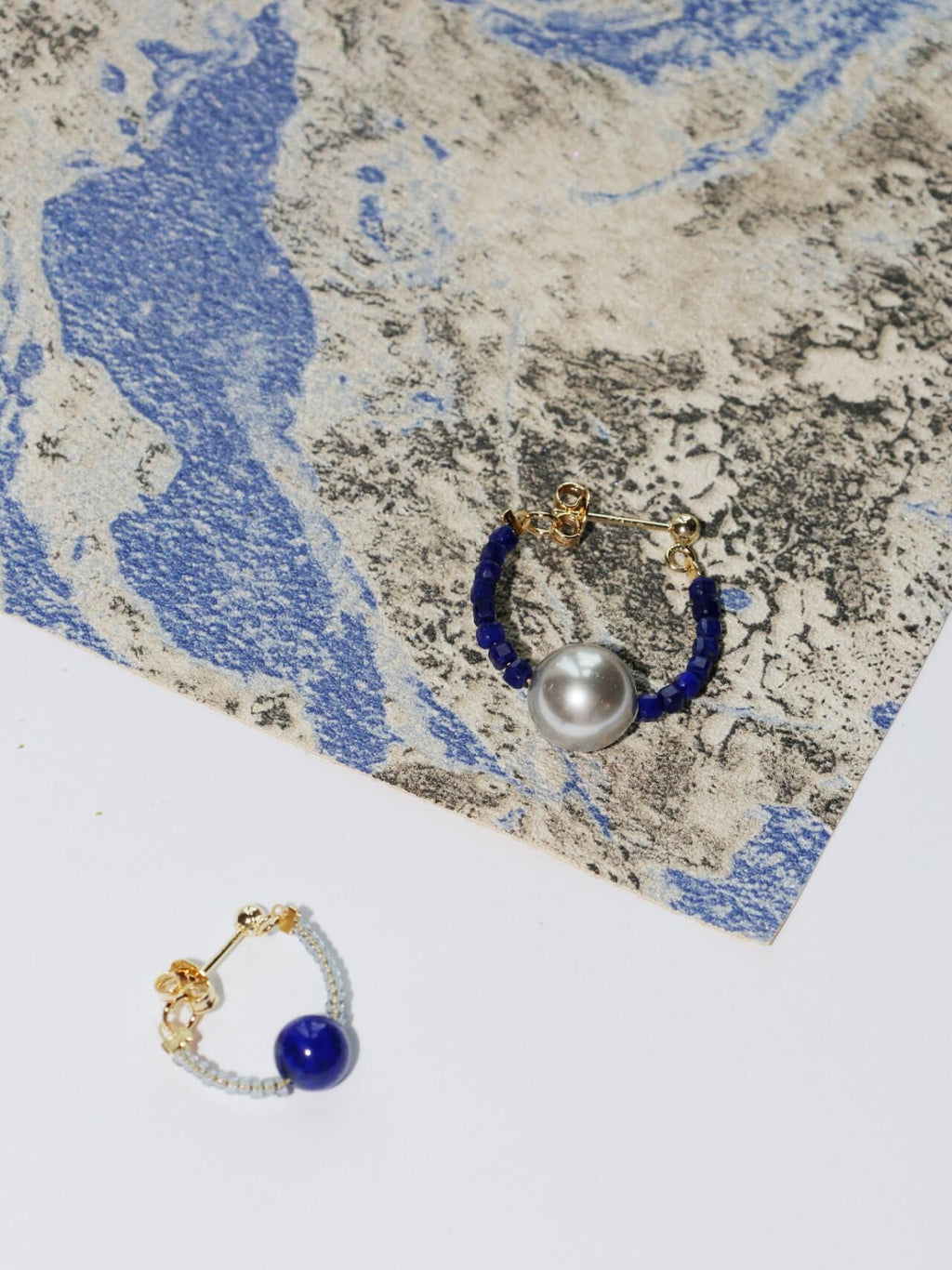 Blues Moment Asymmetric Earrings,Lumivault.