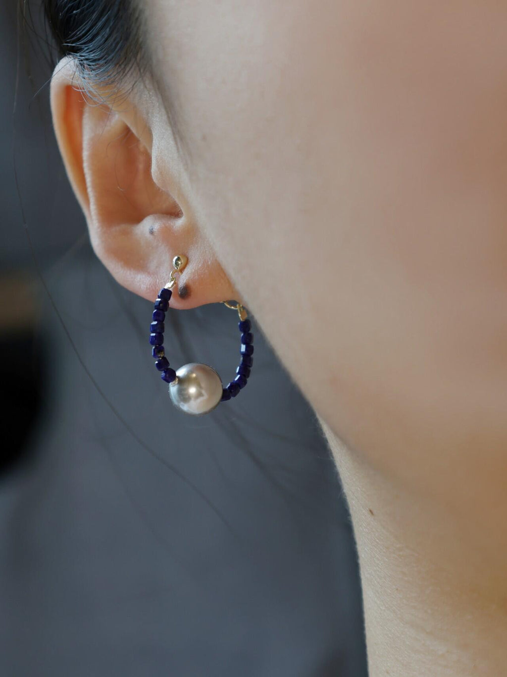 Blues Moment Asymmetric Earrings,Lumivault.