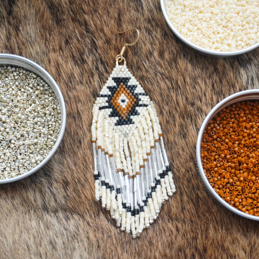 Bohemian Wind Royal MIYUKI Beaded Earrings,Milky White Medium / Hooks,Lumivault.