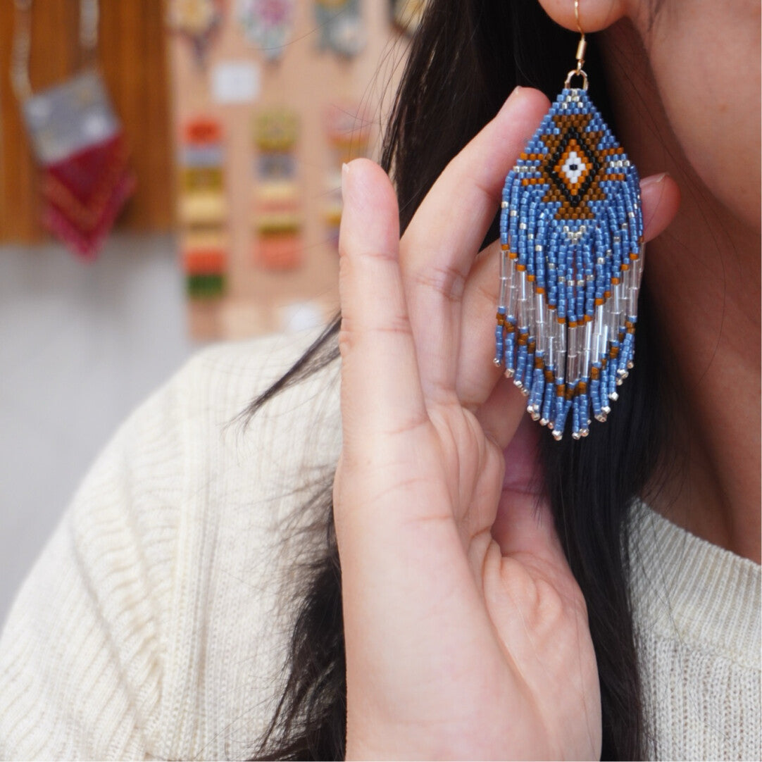 Bohemian Wind Royal MIYUKI Beaded Earrings,Blue Medium / Hooks,Lumivault.