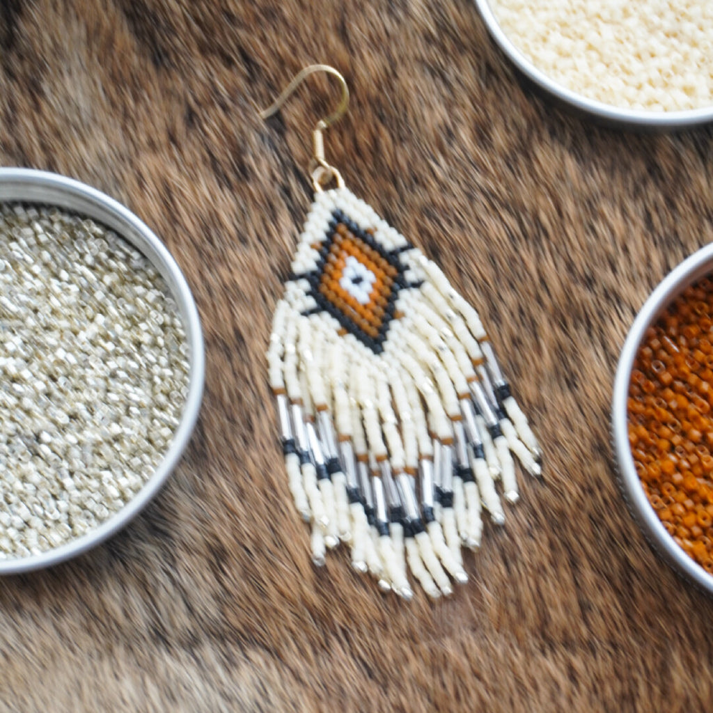 Bohemian Wind Royal MIYUKI Beaded Earrings,Milky White Short / Hooks,Lumivault.
