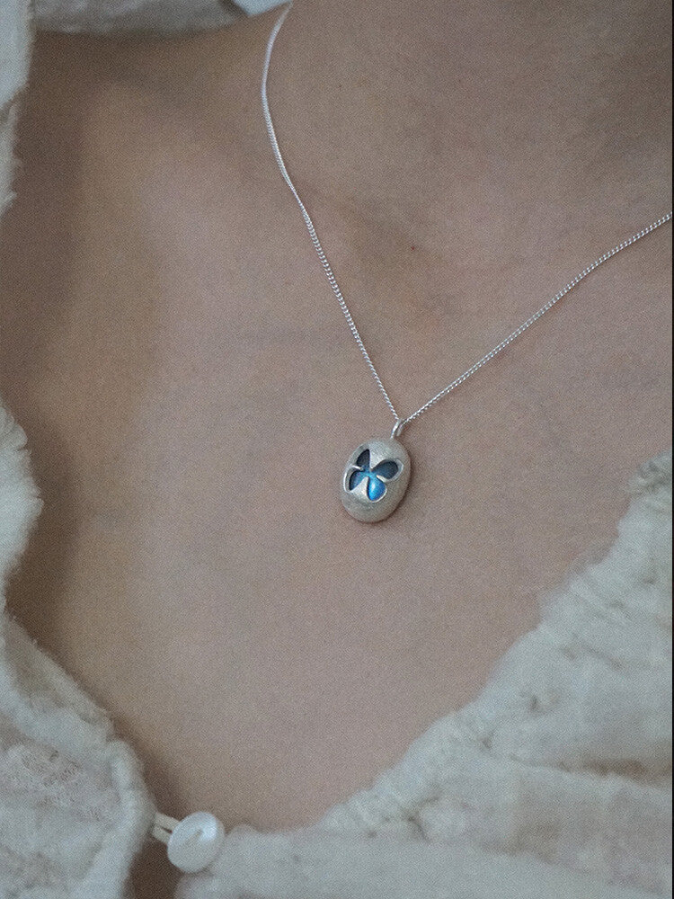 Butterfly Labradorite Silver Necklace,Lumivault.