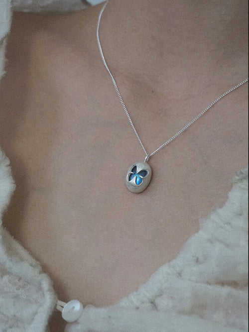 Butterfly Labradorite Silver Necklace,Lumivault.