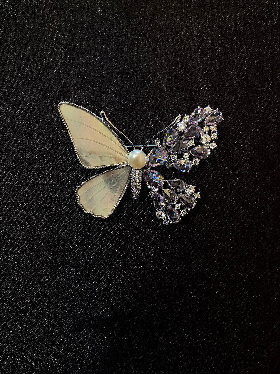 Butterfly Pearl Brooch,Lumivault.