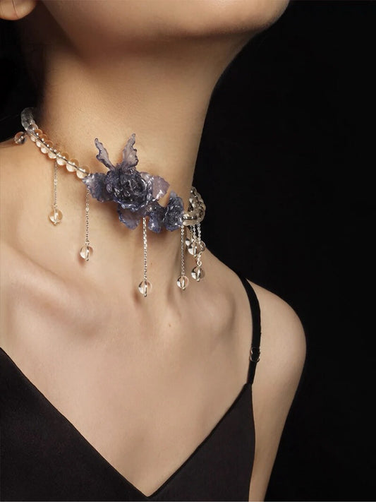 Butterfly Rose Fairy Sweet Tassel Necklace - Lumivault