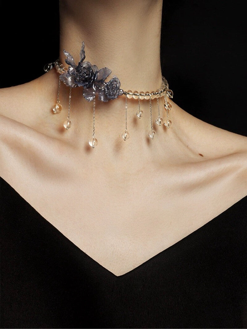 Butterfly Rose Fairy Sweet Tassel Necklace,Lumivault.