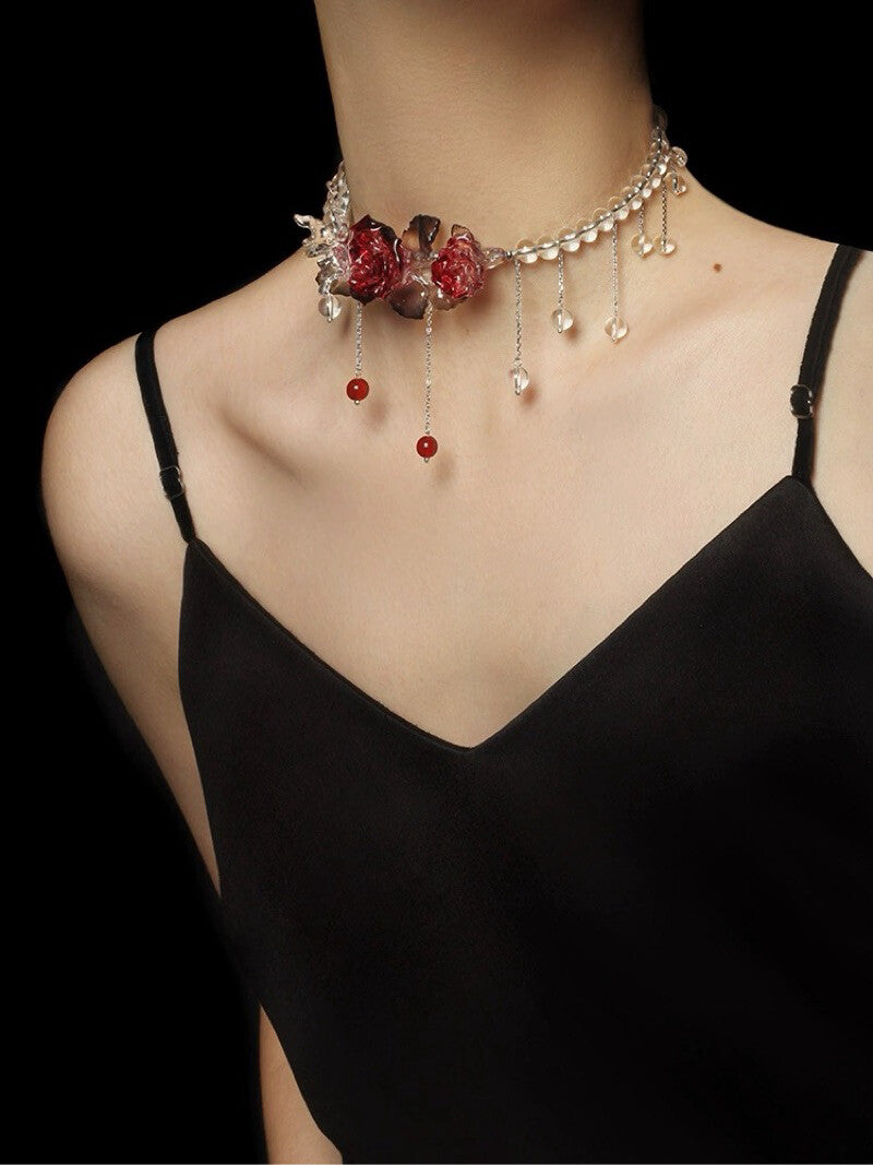 Butterfly Rose Fairy Sweet Tassel Necklace,Lumivault.