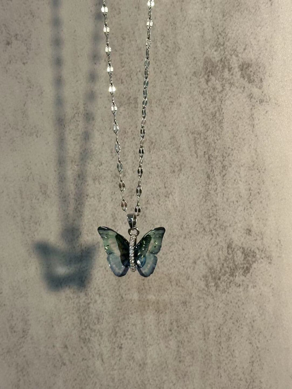 Butterfly Shadow Necklace,Green,Lumivault.
