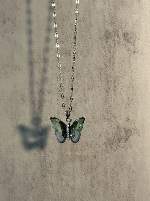 Butterfly Shadow Necklace,Green,Lumivault.