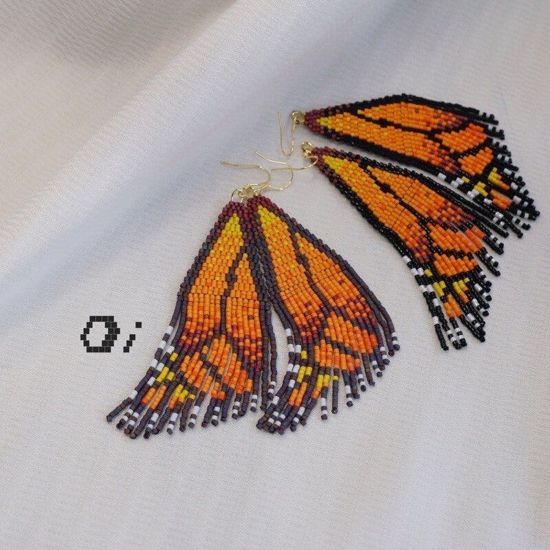 Butterfly Wing MIUYUKI Beaded Earrings,Lumivault.