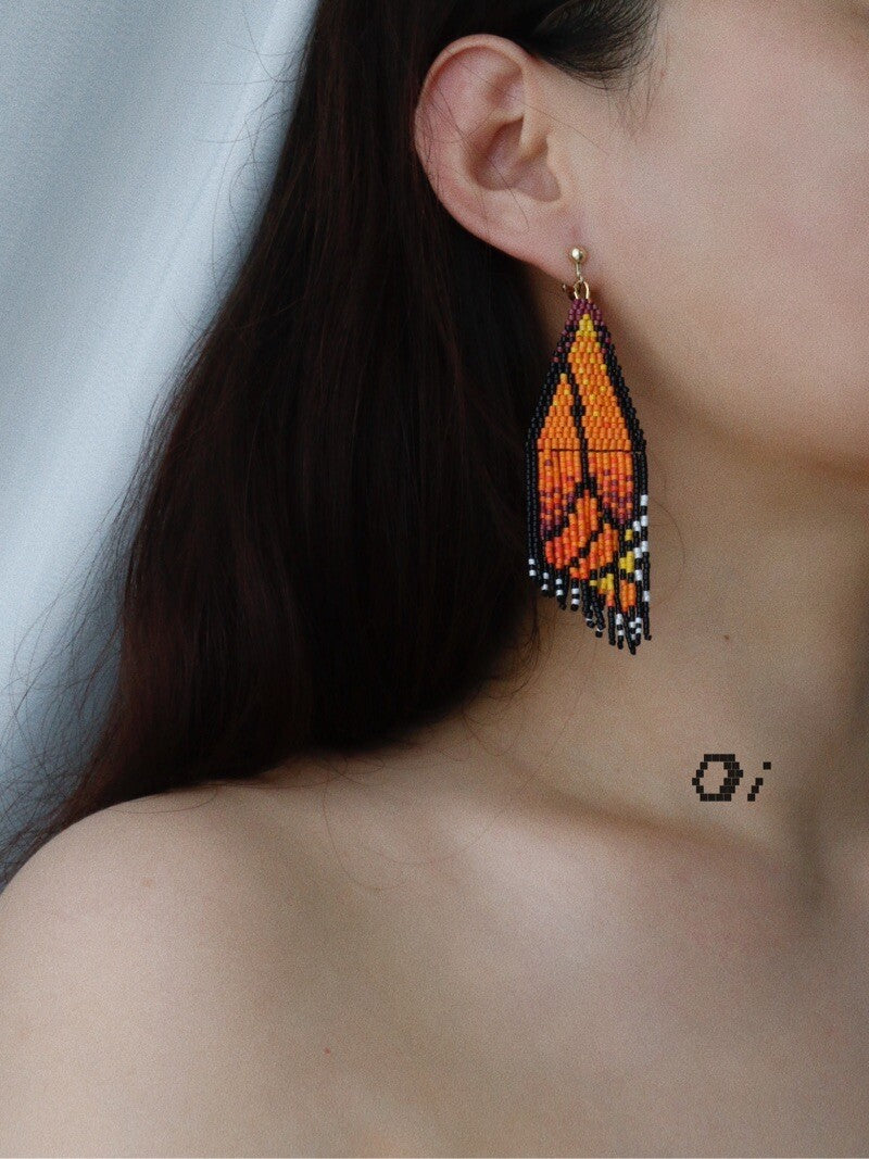 Butterfly Wing MIUYUKI Beaded Earrings,Lumivault.