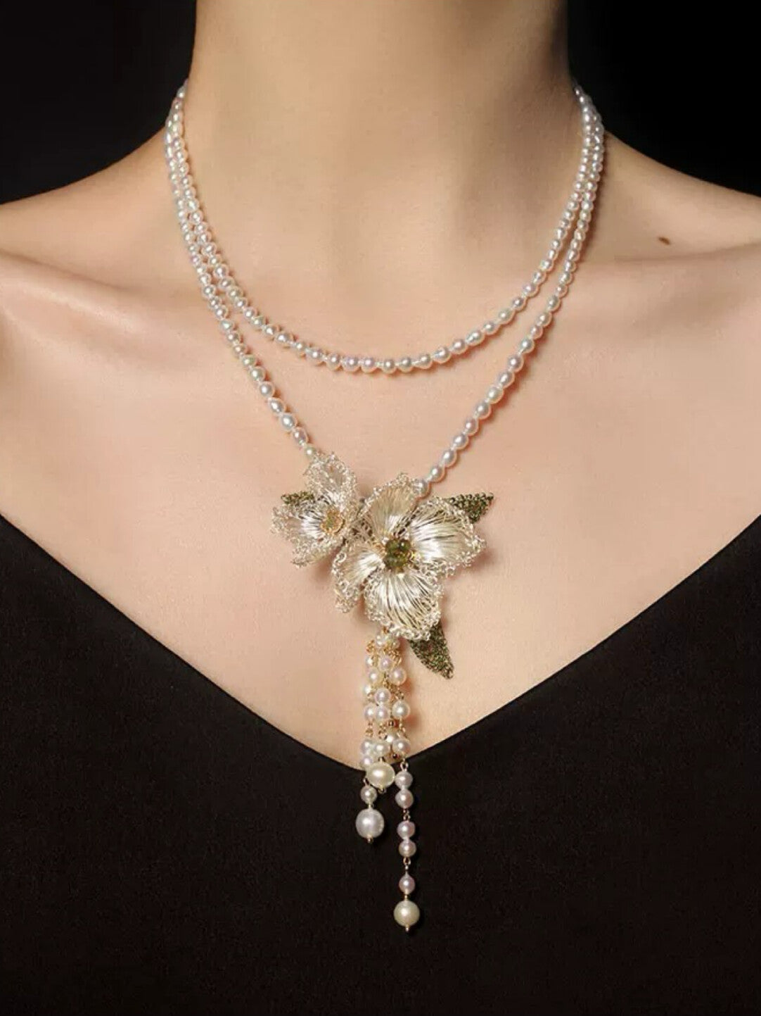Camellia Tassel Luxury Necklace,Lumivault.