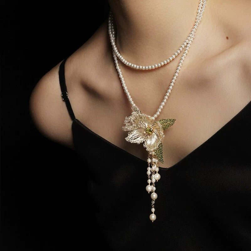 Camellia Tassel Luxury Necklace,Lumivault.