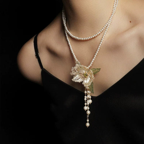 Camellia Tassel Luxury Necklace,Lumivault.