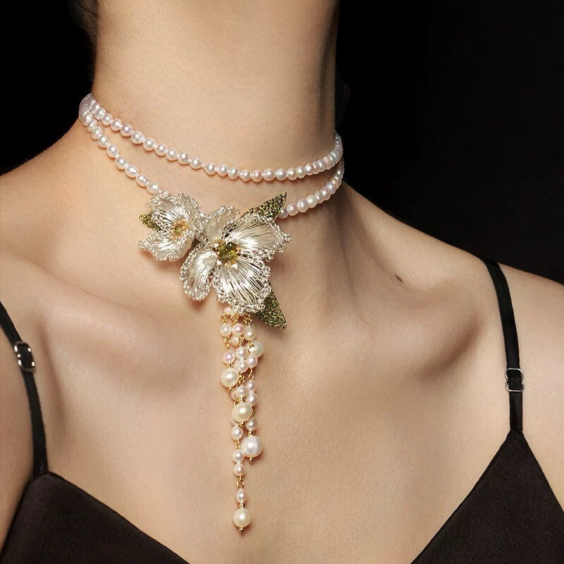 Camellia Tassel Luxury Necklace,Lumivault.
