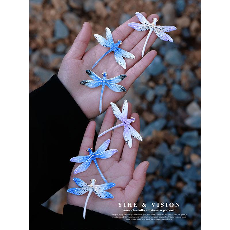Ceramic Dragonfly Brooch,Lumivault.