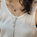Ceramic Square Bead Stacked Titanium Steel Necklace,Lumivault.