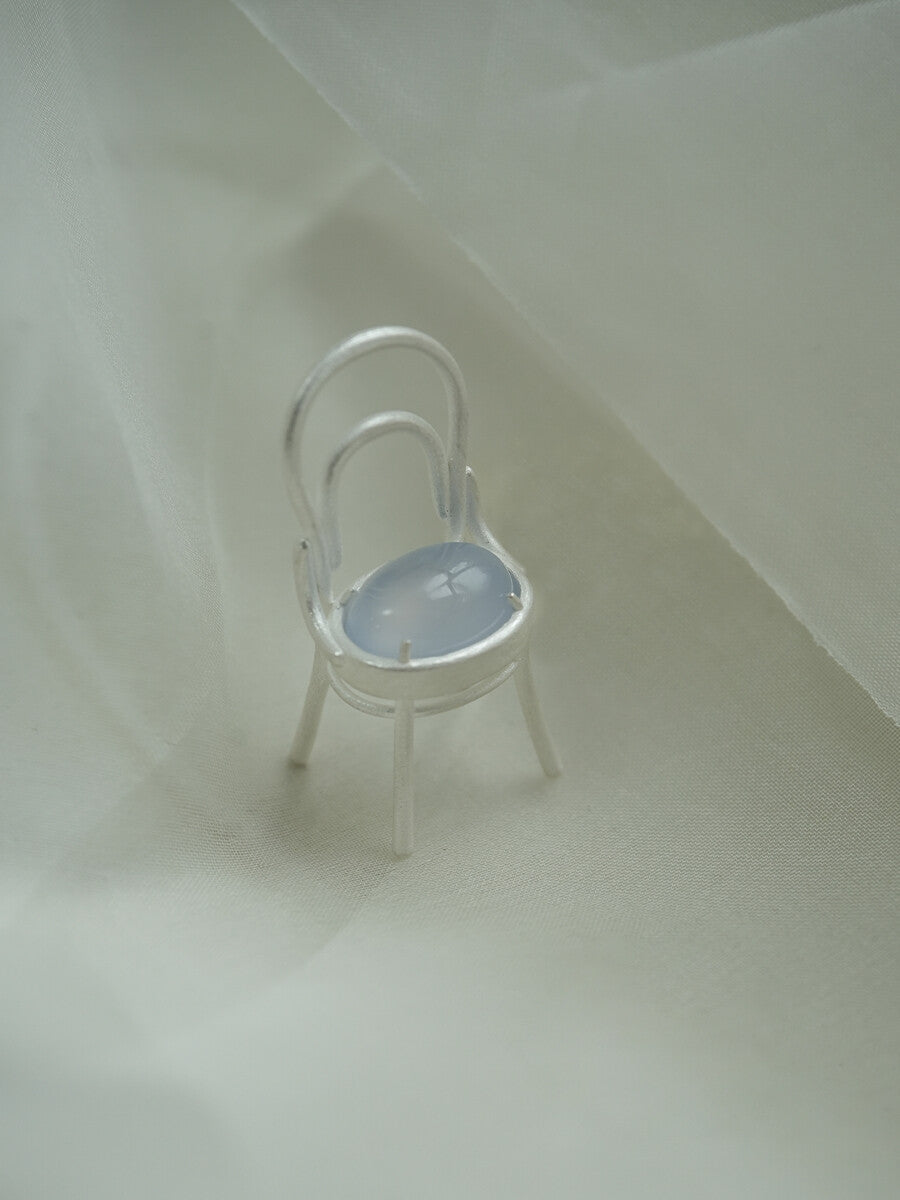 Chair Blue Agate Silver Necklace,Lumivault.