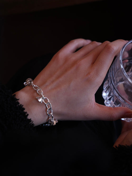 Chiang Mai Handmade Silver Bracelet,Flowers & Leaves / 14cm,Lumivault.