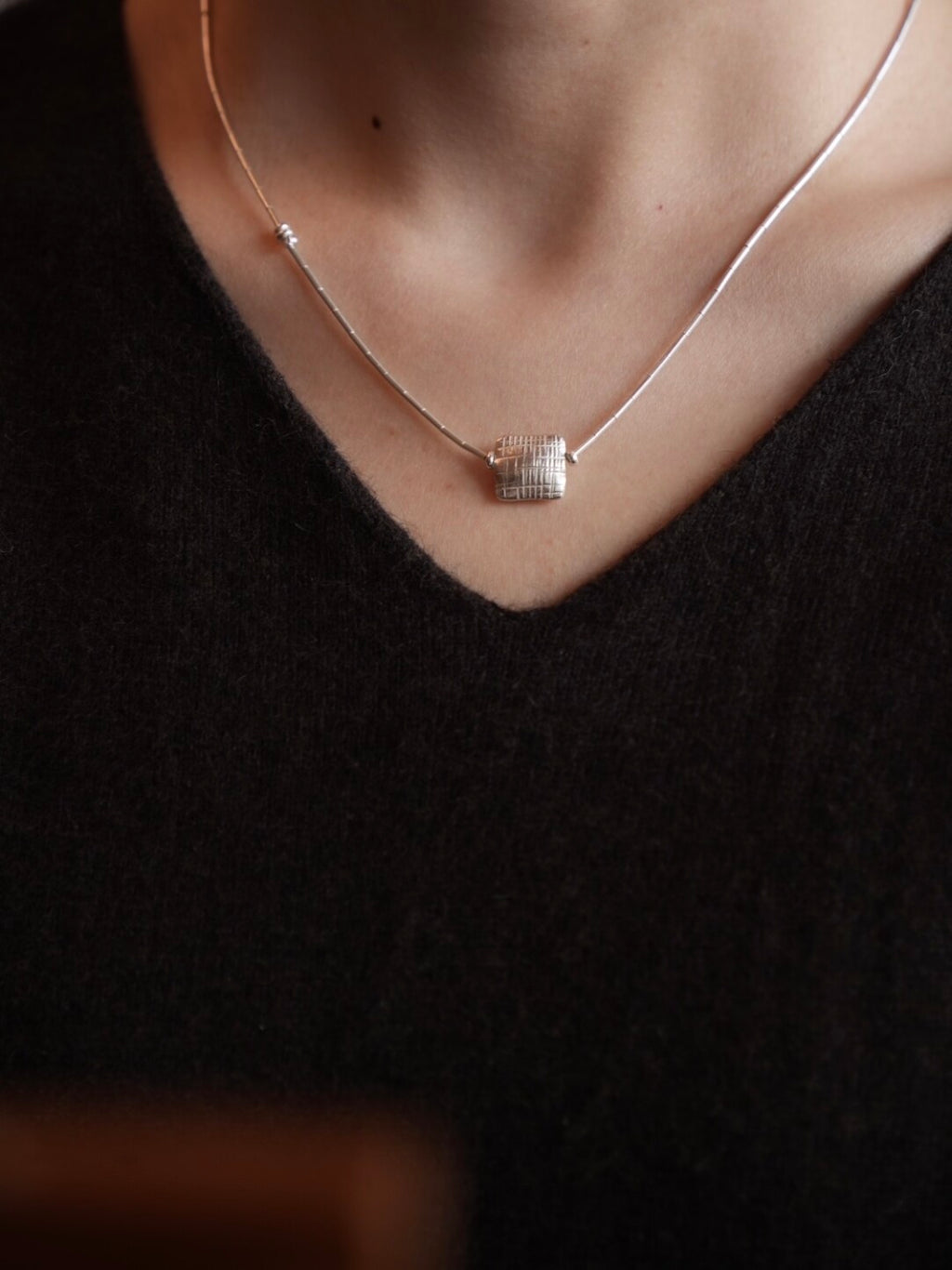 Chiang Mai Handmade Silver Necklace,Small Square,Lumivault.