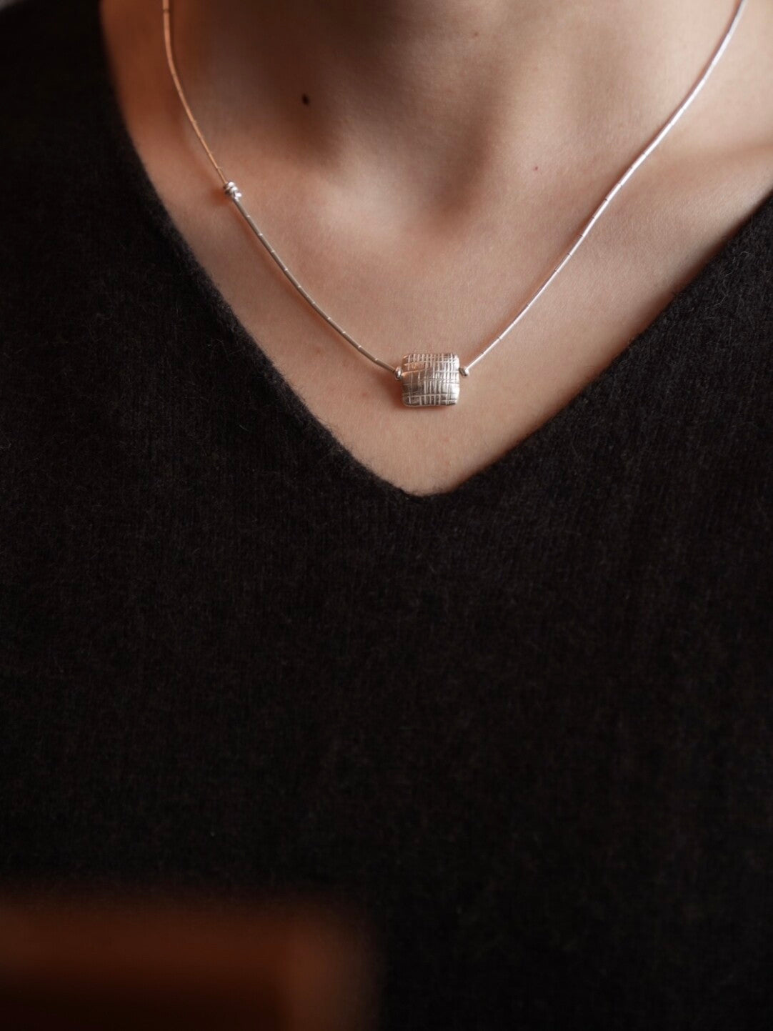Chiang Mai Handmade Silver Necklace,Small Square,Lumivault.
