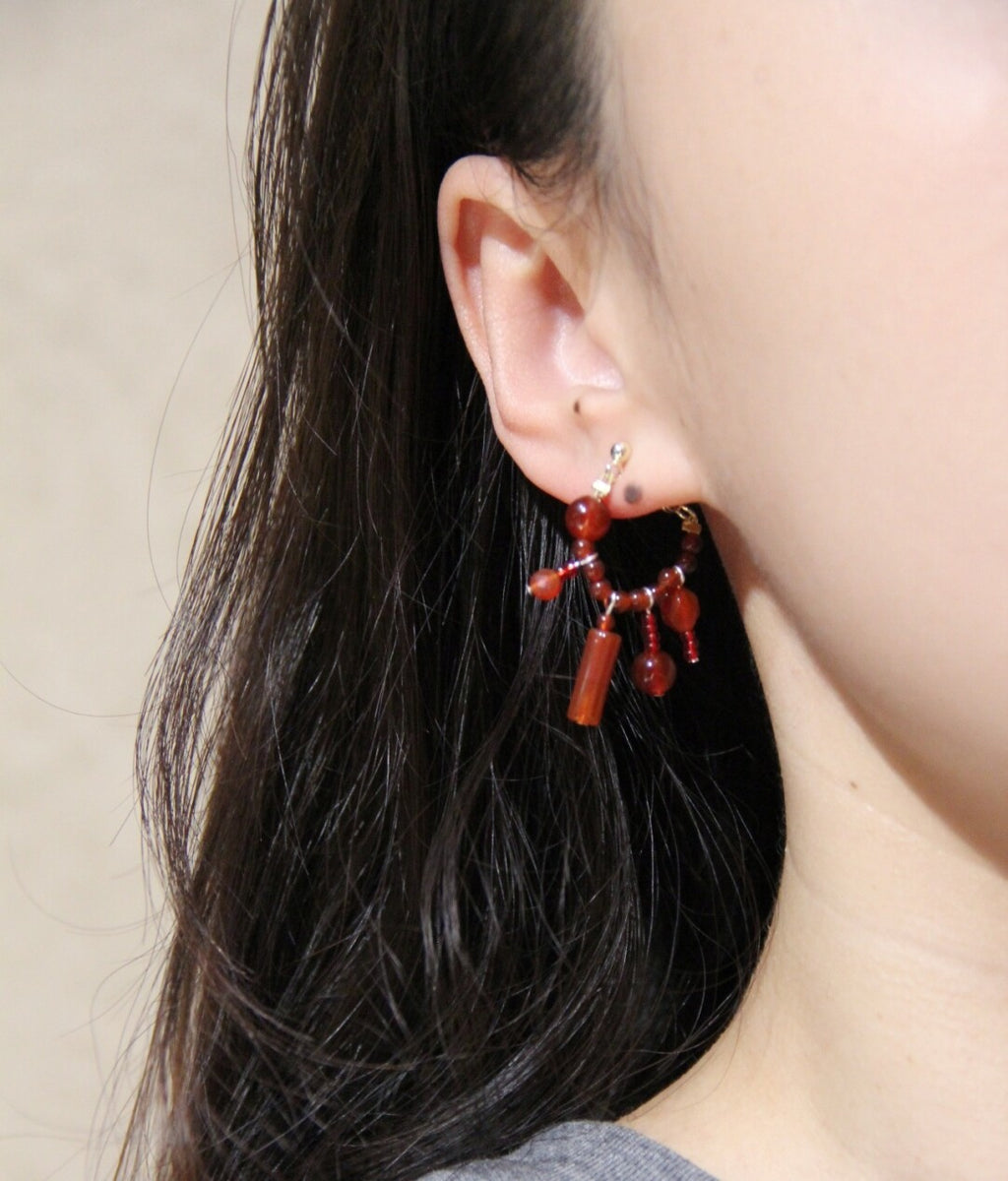 Chinese Red Beaded Earrings,Lumivault.
