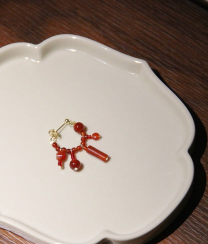 Chinese Red Beaded Earrings
