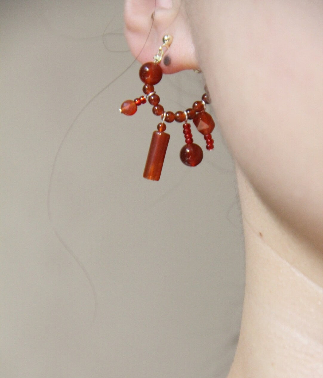 Chinese Red Beaded Earrings,Lumivault.