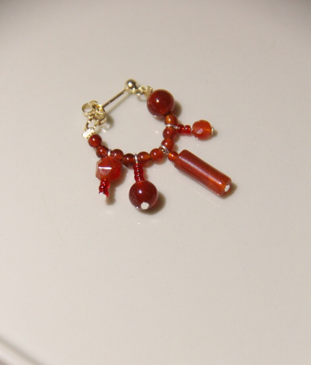 Chinese Red Beaded Earrings,Lumivault.