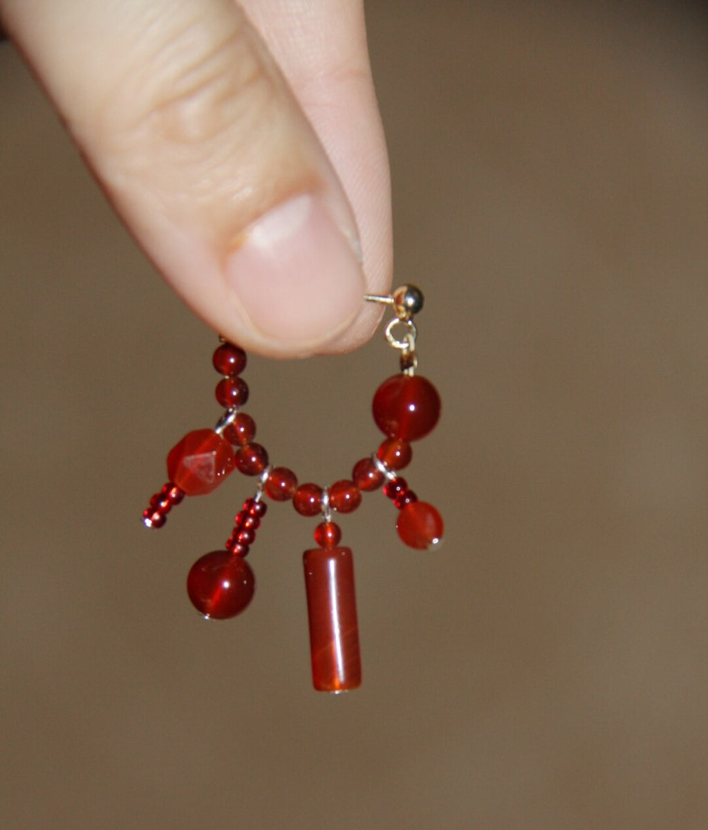 Chinese Red Beaded Earrings,Lumivault.