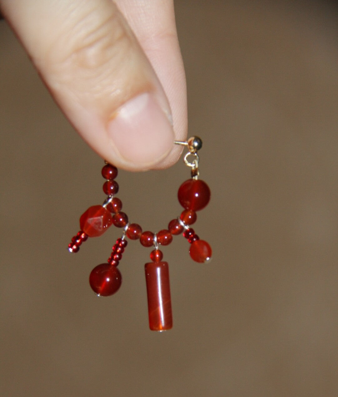 Chinese Red Beaded Earrings,Lumivault.