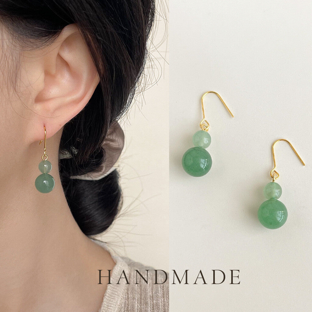 Chinoiserie Gourd Aventurine Earrings,Lumivault.